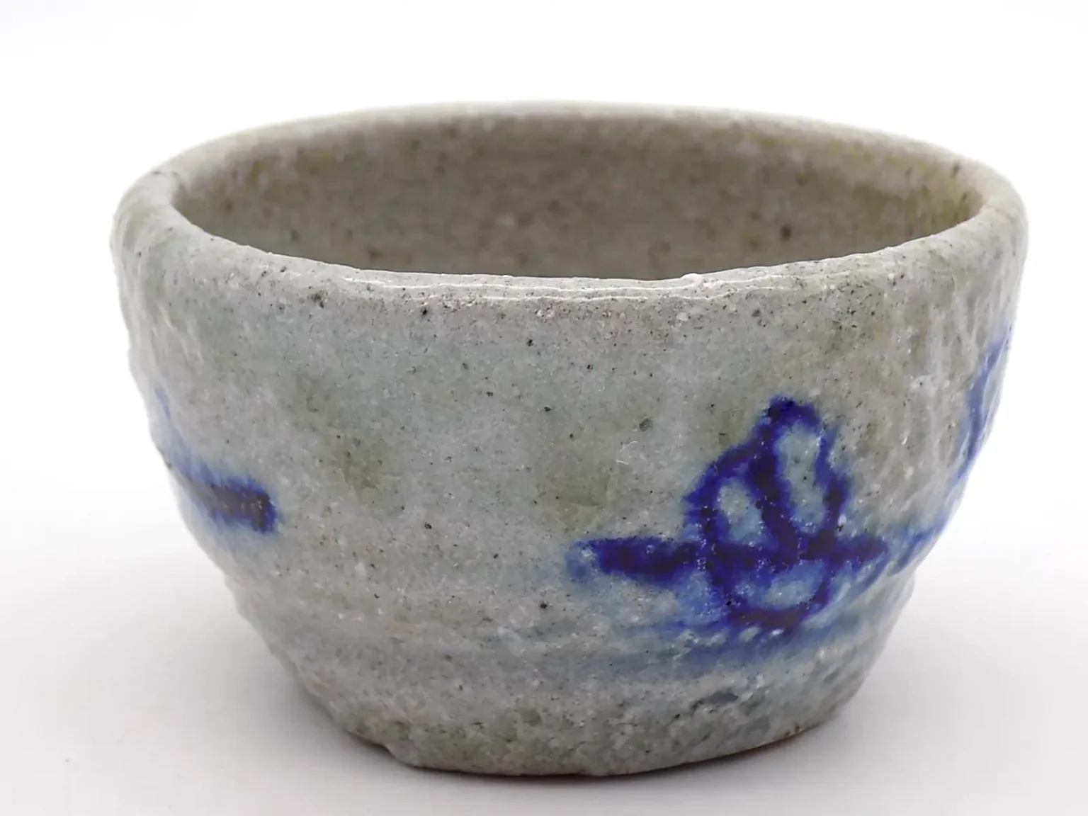 Hand thrown blue handpainted ochoko by Timi Lantos Ceramics