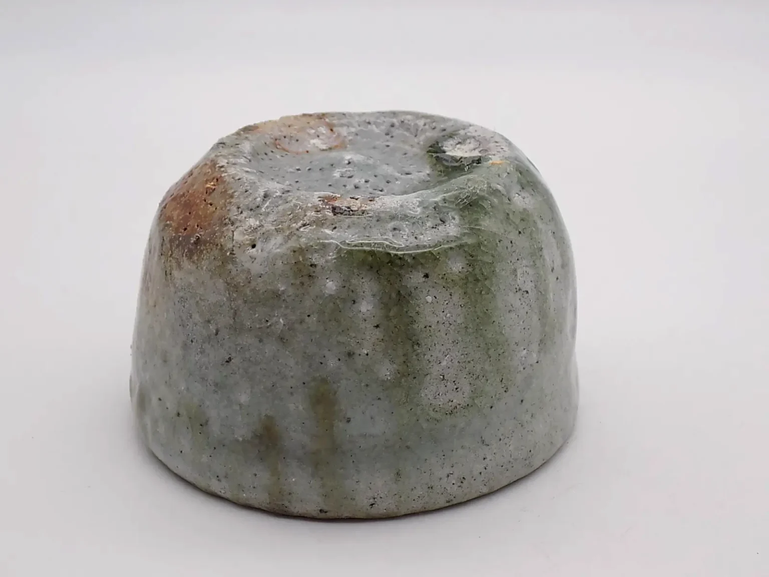 Hand thrown earthy tones ochoko bottom view by Timi Lantos Ceramics