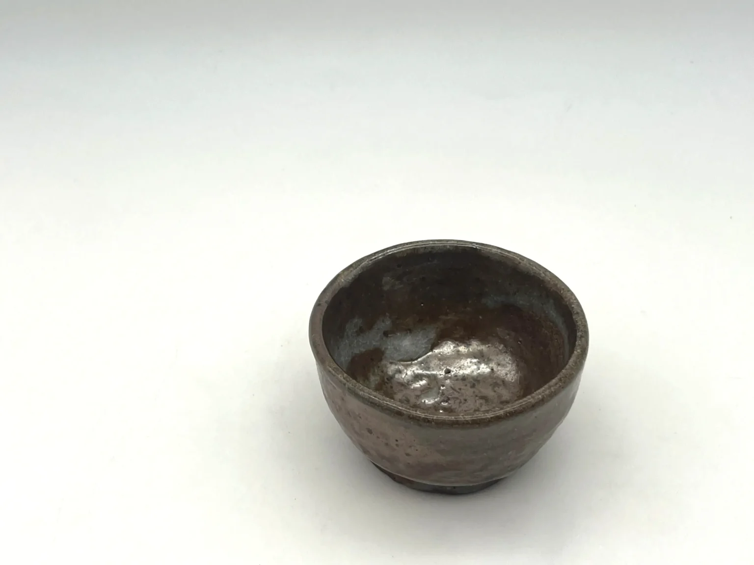 Ochoko with carbon trap and firecolor effects, top view by Timi Lantos Ceramics
