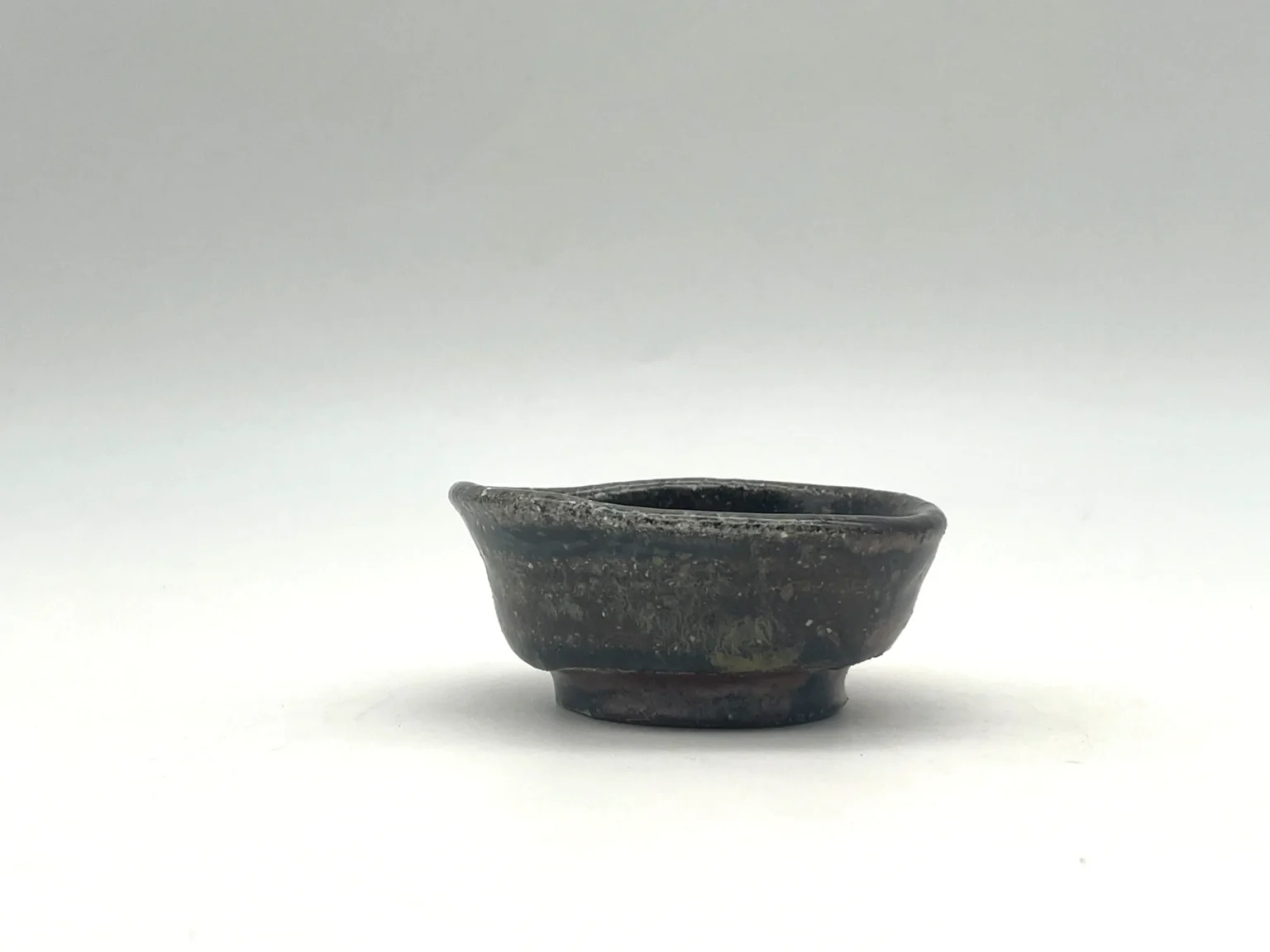 Earthy tones ochoko side view by Timi Lantos Ceramics