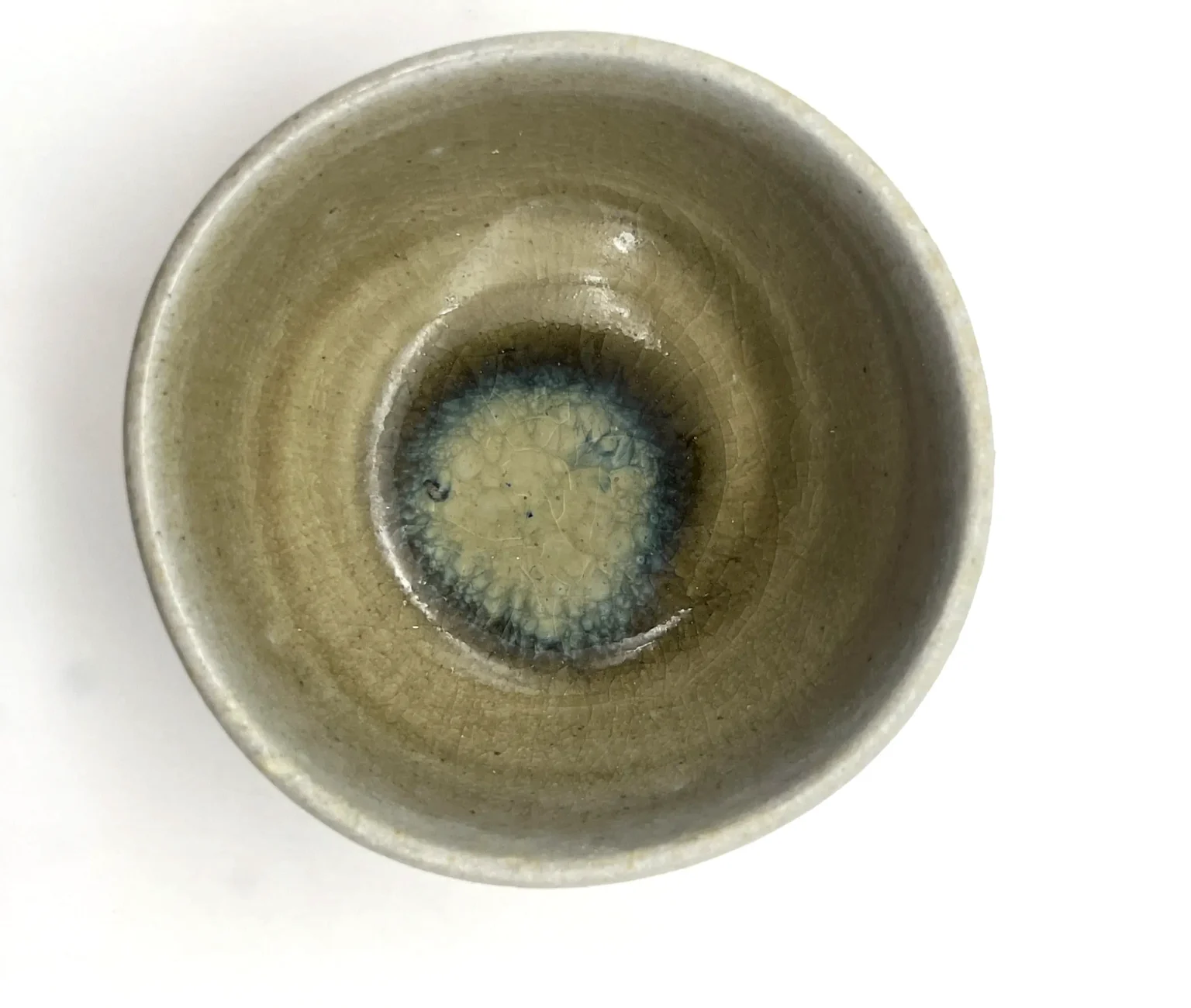Ochoko with rustic glaze, inside view by Timi Lantos Ceramics