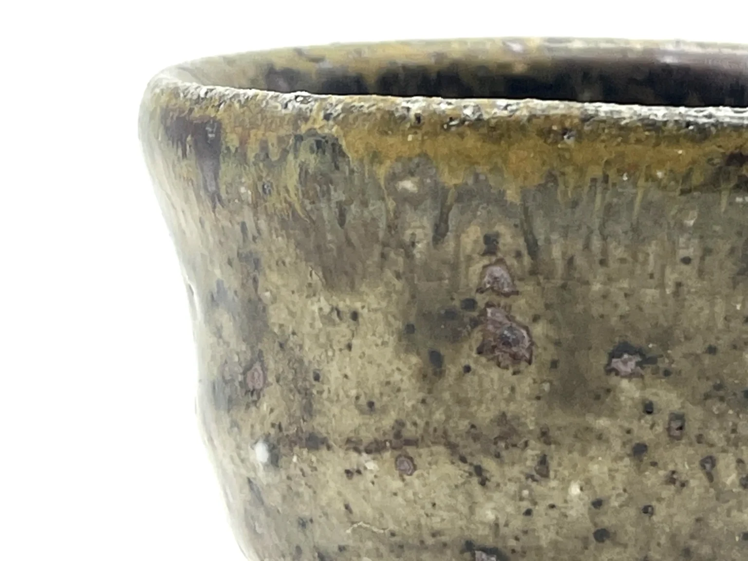 Wood-fired minimal brown ochoko, side view by Timi Lantos Ceramics