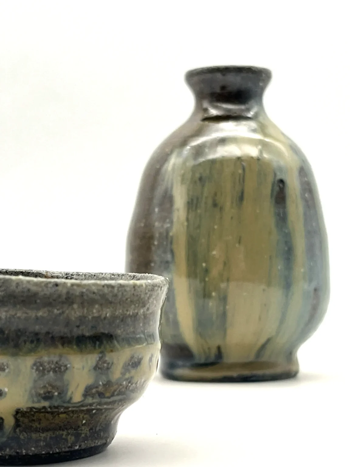 Anagama earthy sake bottle by Timi Lantos Ceramics