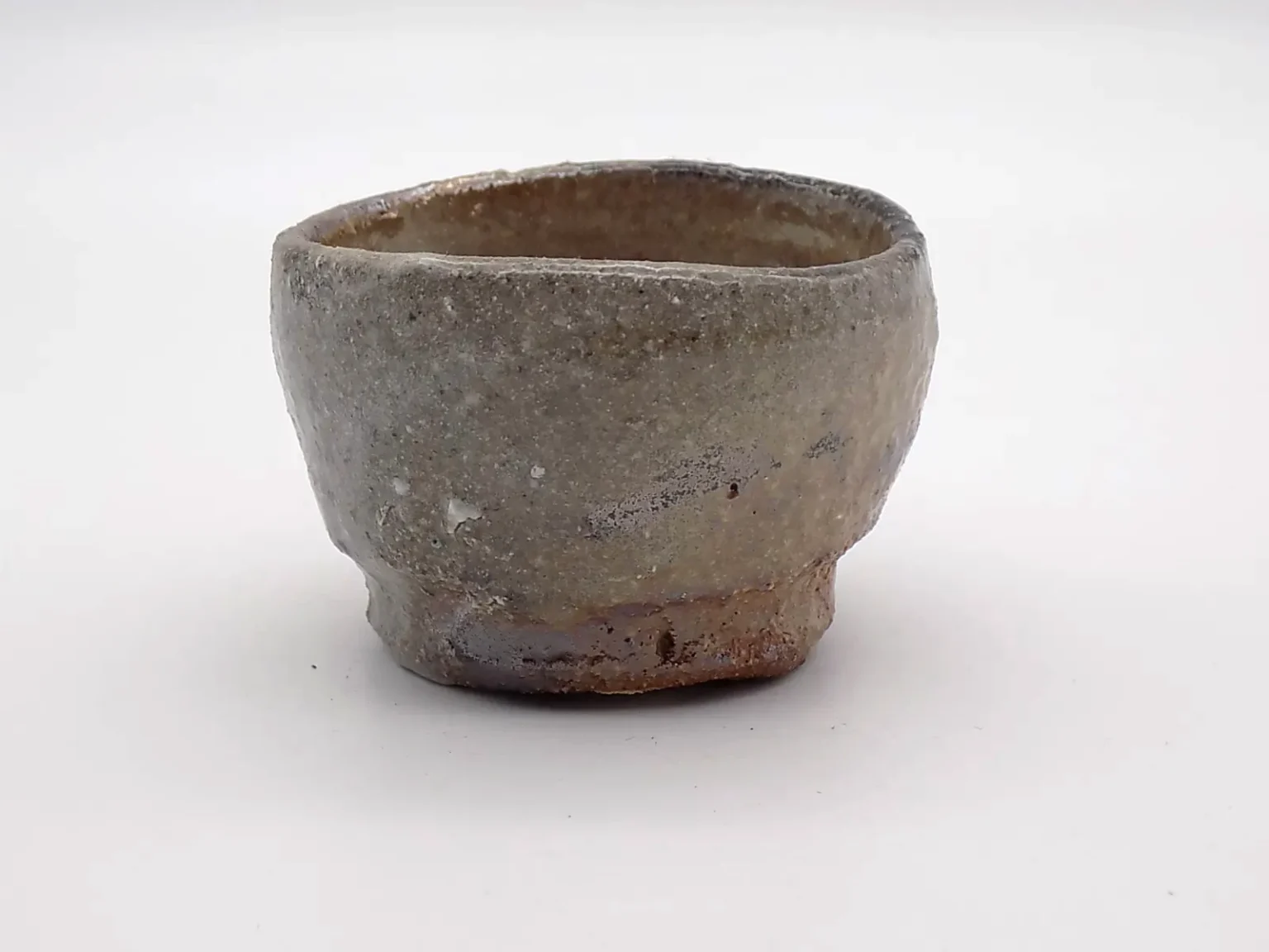 Rustic brown sake cup, top view by Timi Lantos Ceramics