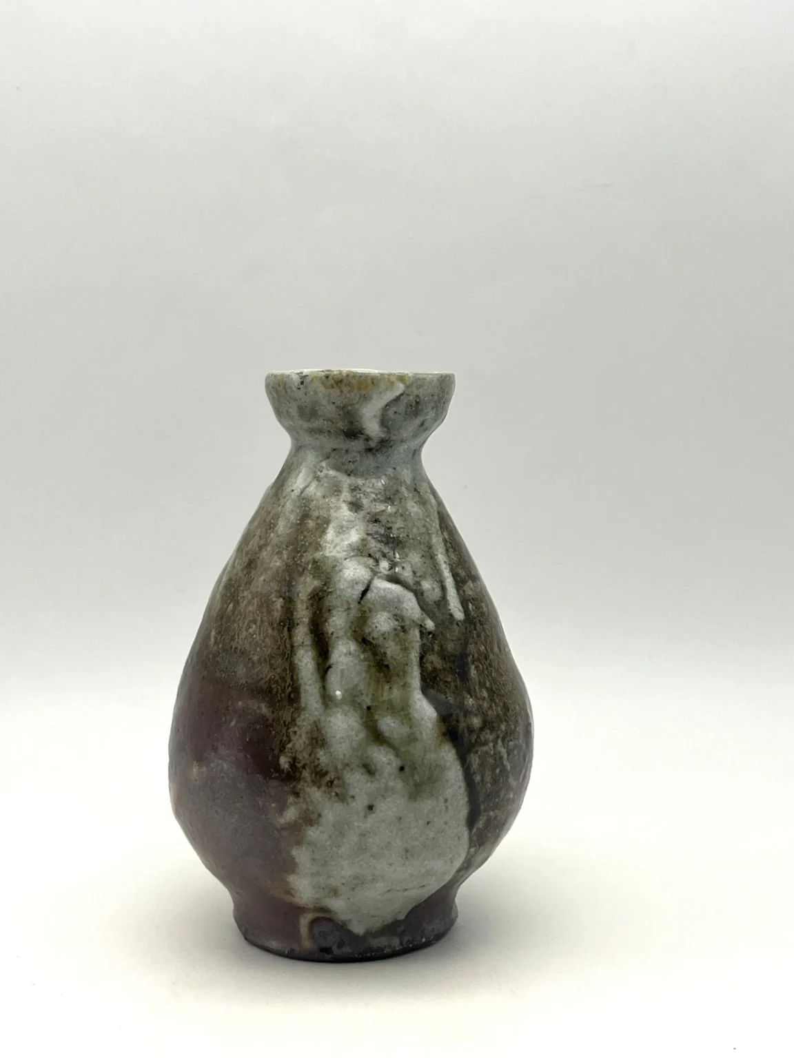 White anagama fired tokkuri sake bottle by Timi Lantos Ceramics