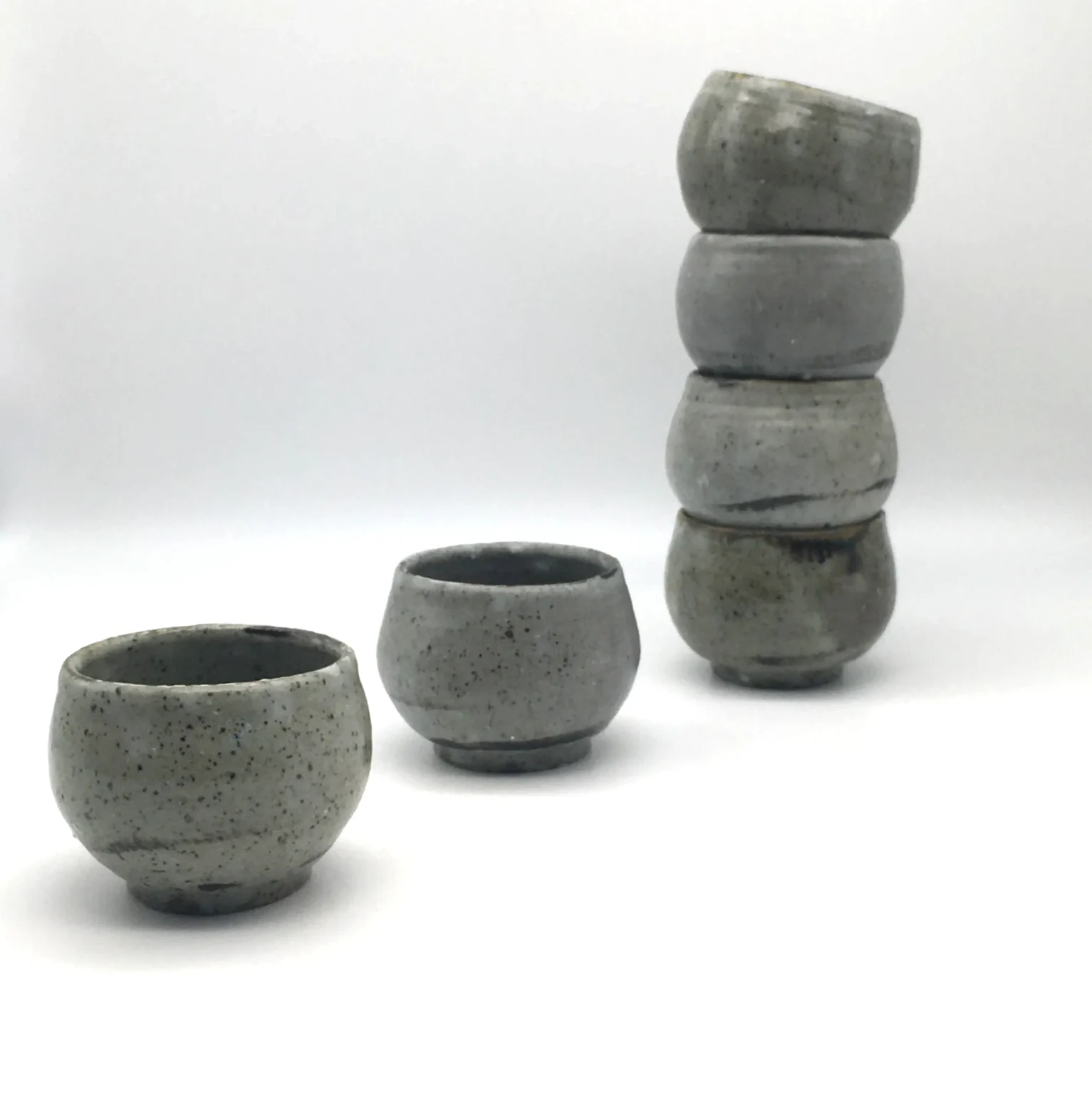sake cup hand thrown white rusty timi lantos-ceramics