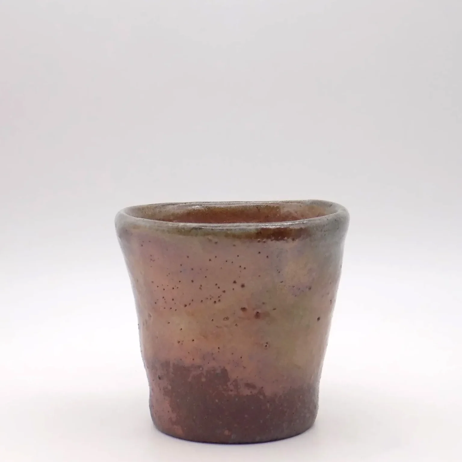 sakecup wood fired speckled orange timi lantos ceramics